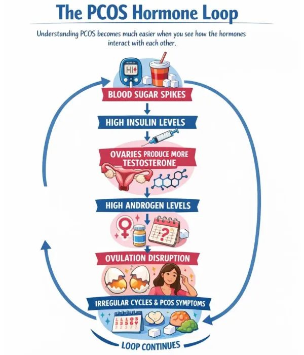 infographic pcos hormone loop